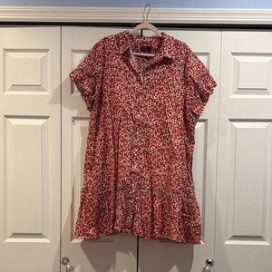 J. Crew Red Floral Liberty Fabric Dress